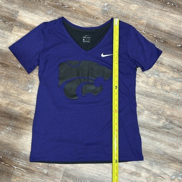 Nike Dri-Fit Women's Small K State Wildcats Purple Black V-Neck T Shirt Athletic - Picture 6 of 12
